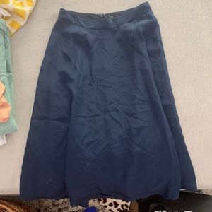 J Crew navy size 2 lined silk skirt.